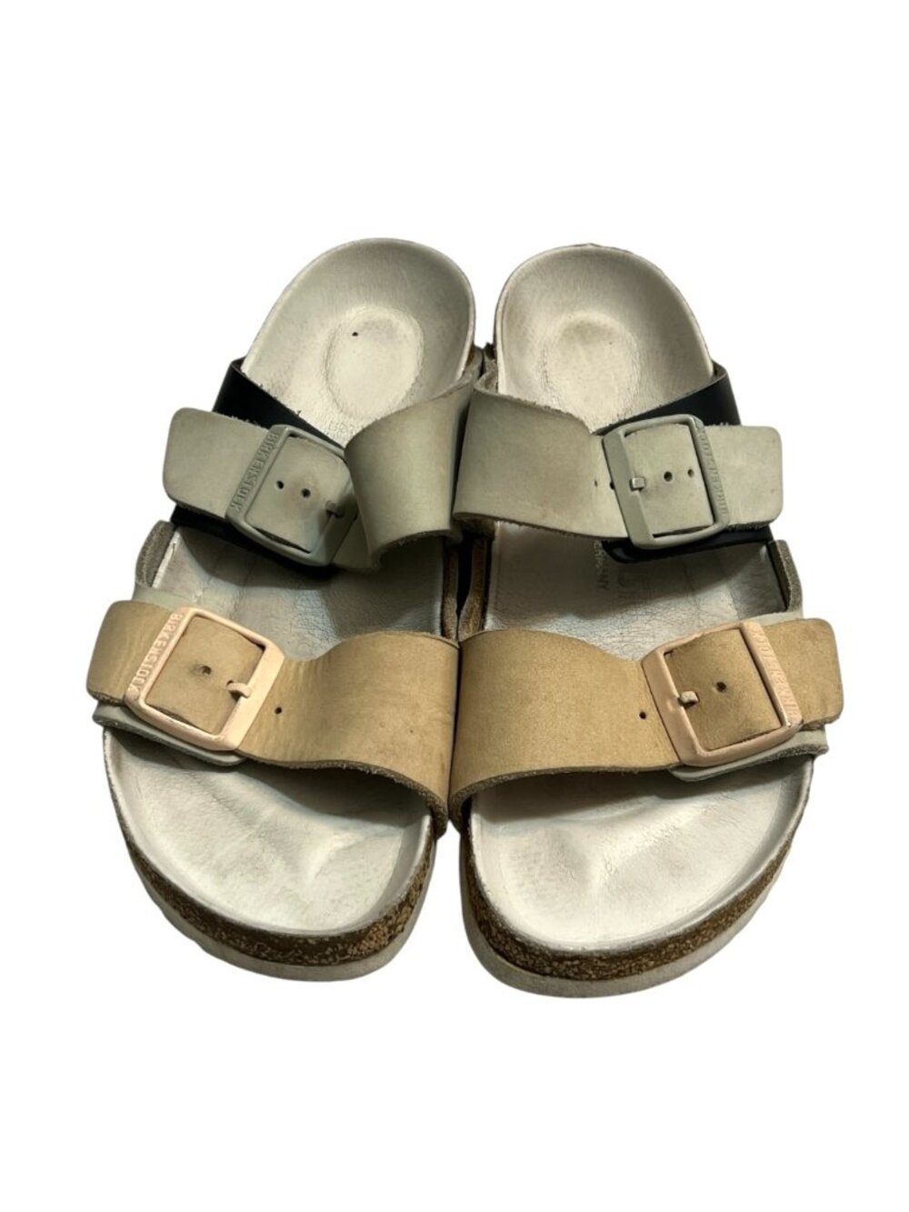 Birkenstock Zurich Slide Sandals Womens 39 US 8 Beige Gray Nubuck Leather